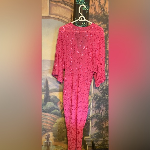 Sequin pink twist front sheer dress - Picture 2 of 8